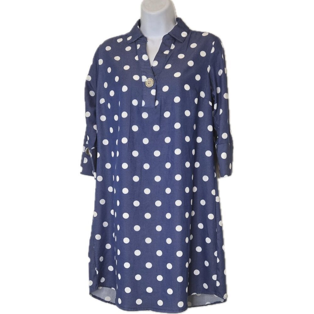 NWT Mlle Gabrielle Polka Dot Shift Dress M  (No Belt)